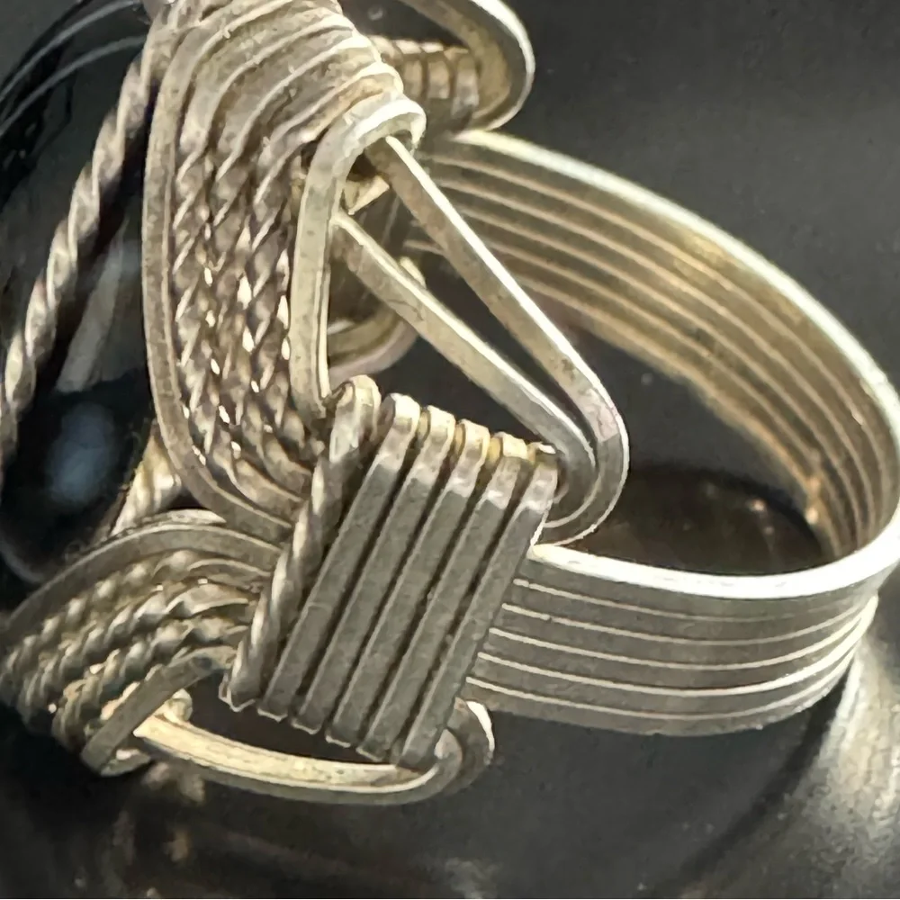 Artisan Wire-Wrapped Sterling Ring - Black Agate